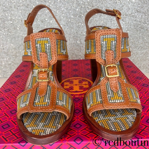👠SOLD👠Tory Burch Block Heels Sandals 7.5 brown - Picture 4 of 8